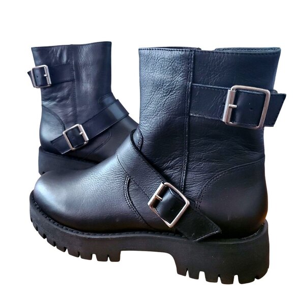 Steve Madden Womens 7 Crusader Genuine Leather Inside Zip Lug Boot - Picture 3 of 16